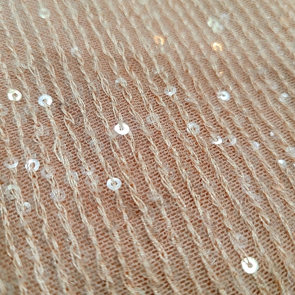 Cable & Gauge Cream Flutter Sleeve Sequin Blouse - Picture 2 of 6